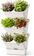 Briwooody 3 Set 6 Pocket Vertical Stackable Wall Planters Kit Outdoor Self Watering Plastic Planter Grow Hang Mount System for Strawberry Flower Vegetable Home Fence Balcony Wall Decor by Briwooody