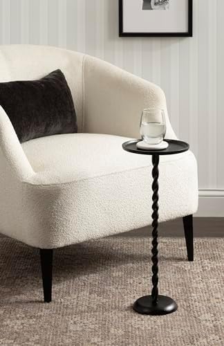 Kate and Laurel Ropa Transitional Round Pedestal Drink Table, 9 x 9 x 22, Black, Decorative Cast Aluminum Mini Table with Spiral Rope Design for Use as Indoor Plant Stand or Living Room Accent - Image 2