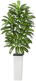 Artificial Dracaena Tree Indoor, 7FT Tall Fake Floor Plants with White Planter & Pebbles, Faux Silk Yucca Tree for Home Office Living Room Bedroom Farmhouse Modern Outdoor Topiary Tree by TXABL