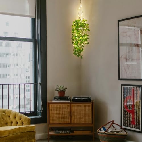 Mkono Fake Hanging Plant with Pot, Artificial Plants for Home Decor Indoor Macrame Plant Hanger with Fake Vines Greenery for Bedroom Bathroom Kitchen Office Decor - Image 6