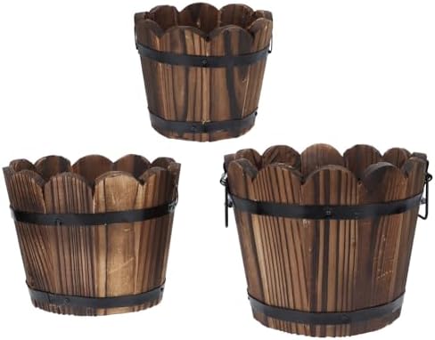 Beaupretty 3pcs Retro Wooden Succulent Planters for Balcony Garden Decor by Beaupretty