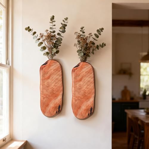 Flower Vase Pots Wall Planters Holder for Indoor Plants Hanging Planters Wall Vase Wooden Plant Hanging Farmhouse Wall Art Decor for for Entryway Hallway Bathroom Living Room, Dining Room by Unknown