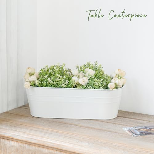Dahey 15 Inches Railing Planter Box 4 Pcs Metal Hanging Flower Pots, White - Image 7