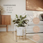 EverNest Tristan White with Black Boho Pattern Plant Pot with Loki Stand, SelectBase Indoor Planter, Neutral Home Decor, Minimalist Artistic Boho Plant Pot (Small, Gold) - Image 2