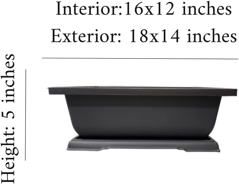 CZ Grain Heavy Duty Outdoor Bonsai Pot - 18in Pot w Drain Holes and Tray for Handling The Outdoor Weather - Image 2