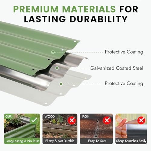 INNO STAGE 2Pcs Galvanized Raised Garden Bed, 6x3x1FT Outdoor Planter Box - Image 4