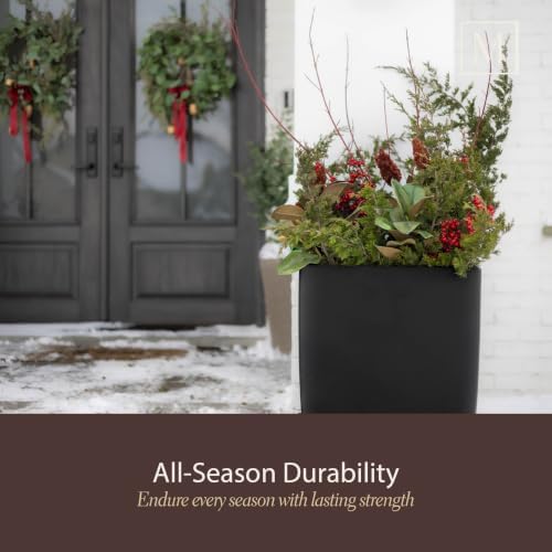 Mayne Kade 38in Self-Watering Modern Tall Square Planter, Black - Image 7