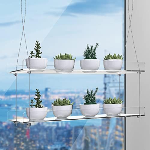 2-Pack Adjustable Clear Acrylic Plant Stands for Windows - Image 5