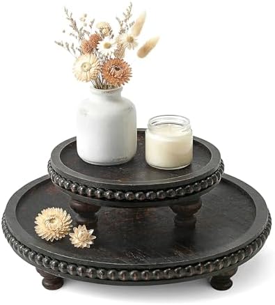 EOSAHR Pine Wood 2-Piece Display Risers - Round Display Stand, Old Black by EOSAHR