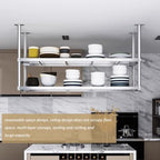 Ceiling Mount Shelf, Stainless Steel Storage Rack Hanging Floating Shelves, Ceiling Display Stand for Restaurant Kitchen Bar Shelf - Easy to Install (Size : 70x35x80cm) - Image 6