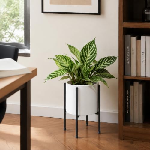 D'vine Dev Plastic Planter Pot with Metal Stand, White, 8 in, 55-D-A-1 - Image 2