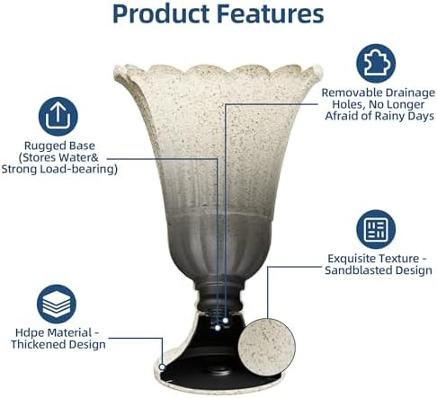 24" Tall Urn Planters for Outdoor Plants, Urns and Pedestal, Beige - Image 4