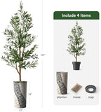 Artificial Tree in Geometric Pattern Planter, Fake Olive Silk Tree for Indoor and Outdoor Home Decoration - 68" Overall Tall (Plant Pot Plus Tree) - Image 5
