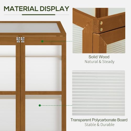 Outsunny Wooden Cold Frame Greenhouse 30" L x 24" W x 44" H Brown - Image 5