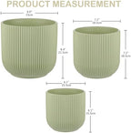 Set of 3 Ceramic Flower Pots, 6+7+9 Inch Plant Pot with Drainage Holes, Garden Flower Pot Succulent Herbs Succulent Orchid Pot Indoor Outdoor Home Garden Decor, Green - Image 2