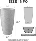 Kante 23.6" H Natural Concrete Tall Planters Two Pack, Large Outdoor Indoor Garden Plant Pots with Drainage Hole and Rubber Plug, Modern Decor for Home and Garden - Image 4