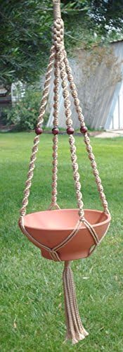 Macrame Plant Hanger 52" Deluxe Style 6mm with Beads (Choose Color) (Sand) by Unknown