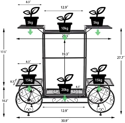 unho Metal Plant Stand Indoor: 6 Tier Garden Cart Flower Planter Pot Holder - Image 6