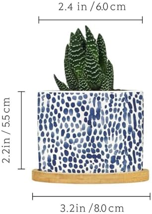 Navy Leopard Print Ceramic Planters African Animal White Blue Plant Live Indoor with Pot with Drainage Holes and Saucers Pot for Pots Outdoor Indoor Plants - Image 2