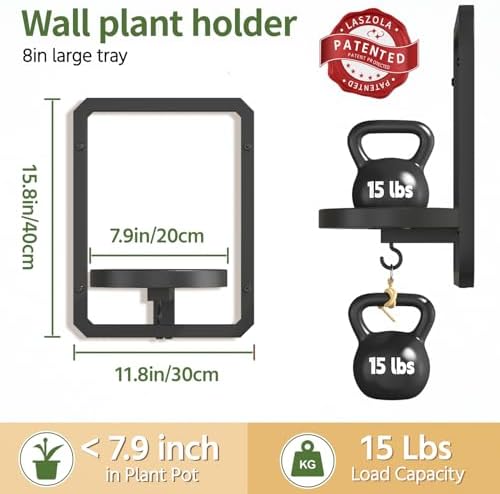 LASZOLA Plant Picture Frame Holder Shelf Wall Window Indoor, 3 Pcs Black - Image 2