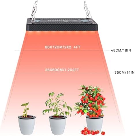 Grow Lights (4 Pack), Hanging Grow Lights for Indoor Plants, 25W UV-IR Full Spectrum Led Grow Light for Seedling Veg and Bloom - Image 5
