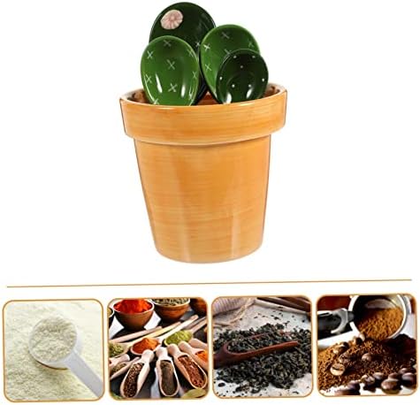 Ceramic Cactus Figurine with Holder Measuring Spoons - Image 4