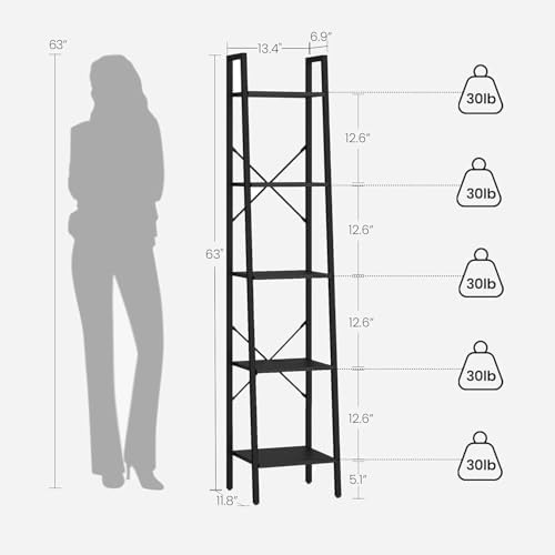 Hzuaneri Ladder Shelf, Bookshelf, Freestanding Corner Storage Shelf - Image 2