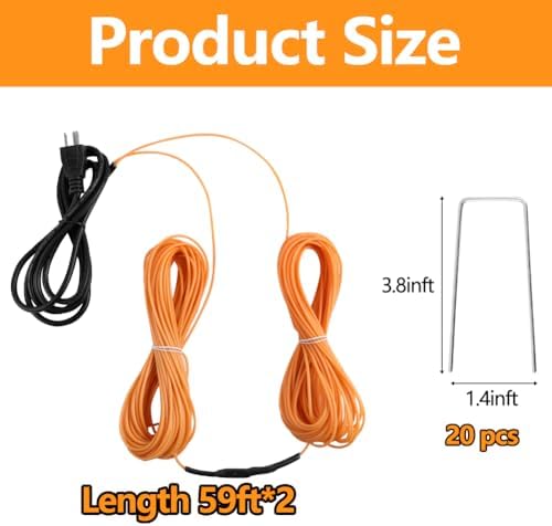 118Ft Soil Heating Cable with Thermostat, Rubber Heated Warming Cable for Seed Starting, Outdoor Greenhouse, Cold Frame & Garden Beds, Plant Root Winter Protection Kit Includes Ground Stakes - Image 2
