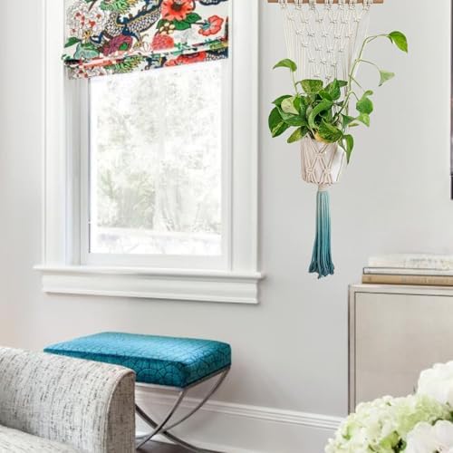 Ombre Dyed Macrame Wall Hanging plant stand indoor corner Macrame plant hanger indoor and outdoor plant hanger Plant shelf indoor vertical garden planter plant shelf indoor Boho Decor (Ombre Teal) - Image 2