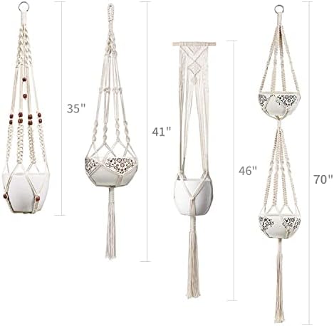 Mkono Macrame Plant Hangers Set of 4 and Fake Hanging Plant with Pot Set of 2 - Image 6