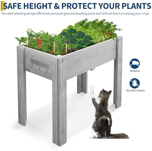 IDEALHOUSE 34"x18"x30" Elevated Wood Raised Garden Bed Planter Box - Image 5