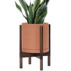 D'vine Dev Terracotta Pot with Walnut Wood Stand, 10 in, 55-B-X-5 by DvineDevPlanterPotsandStand