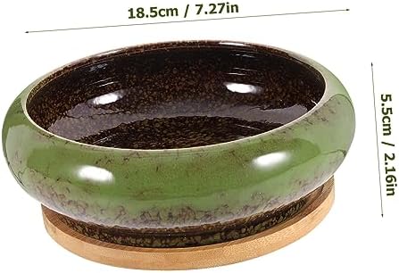 Ceramic Succulent Flower Pot Set with Saucer Vintage Glazed Planter for Indoor and Outdoor Use 2-Piece Decorative Container with Drainage Hole - Image 2