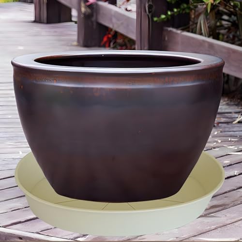 4 Pack of 16 17 inch Plant Saucer (15 inch Base), 2.3" Depth, Heavy Duty Deep Plant Trays for Pots, Plant Saucers for Indoors, Bird Bath Bowls, Drip Trays for Planter (17", Beige) - Image 6