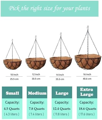 MTB Supply 4 Pack 14 Inch Garden Hanging Baskets Vintage Geo with Coco-Liner for Home Balcony Patio Decoration Outdoor Hanging Planter - Image 5