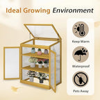 2-Tier Wooden Cold Frame Greenhouse, Garden Portable Mini Cabinet, Flower Shelf Bed for Outdoor Indoor Use - Image 4