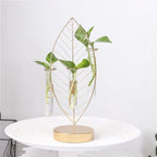 Abaodam Golden Leaf Iron Frame Glass Flower Vase with 3 Test Tubes Hydroponic Planter for Home Plant Propagation and Floral Arrangement Decor - Image 4