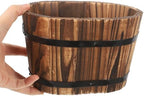 Ciieeo 2pcs Carbonized Wood Planter Box Rustic Whiskey Barrel Flower Pots Oval Medium Size Outdoor Garden Balcony Succulent Planters Resistant to Decay - Image 4