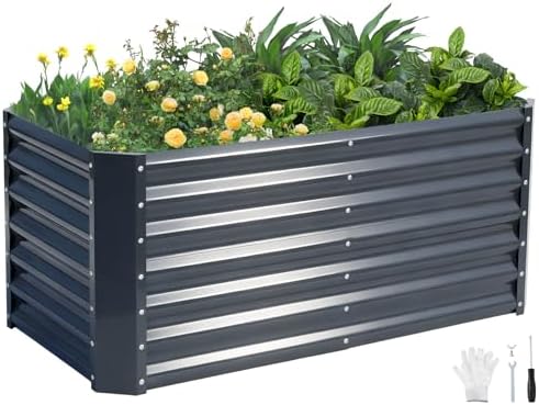 Raised Garden Bed, 4x2x1.86ft, Grey by GoCampDirect