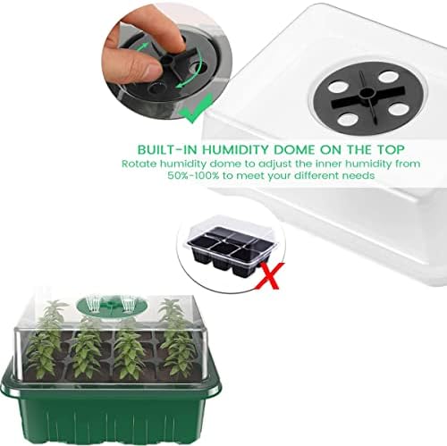 Seed Starter Trays, Reusable Seed Starter Tray 12 Holes,with Air Vent Humidity Dome and Drain Hole Base for Seedling, Seed Growing and Seed Starting,7.3 x 5.7 x 4.3 inches (5 PCS-White) - Image 3