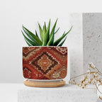 KilimTurkish Style Ceramic Planters Burnt Orange Color Ikat Snake Plant Live Indoor with Pot with Drainage Holes and Saucers Pot for Home Office Decoration - Image 7