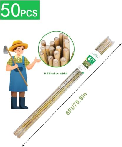 Natural Bamboo Plant Stakes (6ft-50pcs) - Image 2