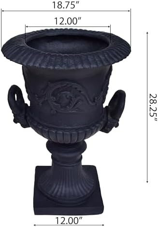 Roman Style Garden Urn Planter, 28 Inch, Black - Image 7