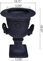 Roman Style Garden Urn Planter, 28 Inch, Black - Image 7
