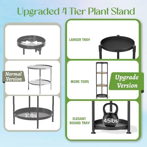 iDavosic.ly 4 Tier Corner Metal Plant Stand Indoor, 45 In Tall, Black Brown - Image 3