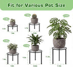 VECELO Metal Plant Stands Set of 5, Multiple Heavy Duty Flower Pot Stand, Round Plant Holder, Black - Image 3