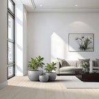 Kante Set of 3 Pale Gray Concrete Bowl Round Planters for Modern Home - Image 3
