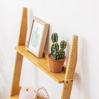 Book Shelf Bamboo Bookshelf 3-Tier Ladder Shelf, 38.19”Freestanding Open Bookcase Book Bathroom Storage Unit Plant Stand(Natural) - Image 5