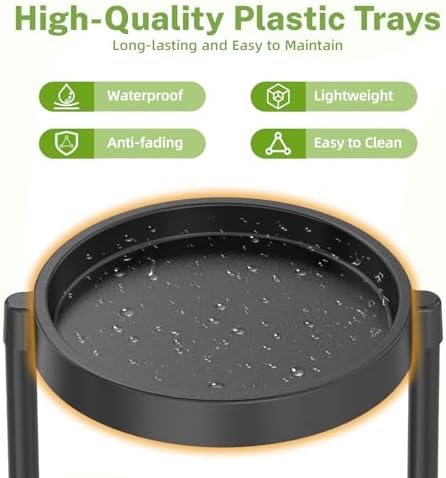 iDavosic.ly 5 Tier Folding Plant Stand Indoor Outdoor, Plastic Tray, Black - Image 2