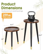 Plant Stand Indoor 2 Pack, Mid Century Wood Indoor Plant Stands, Tall Plant Holder for Flower Pot, Modern Plant Table Round Side End Table With Raised Design, Walnut, 11.7"x18.8" & 11.7"x13" - Image 2